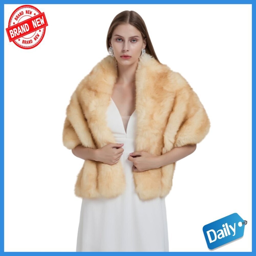 Faux Fur Shawl Cape Winter Wrap Party Formal Evening Accessory